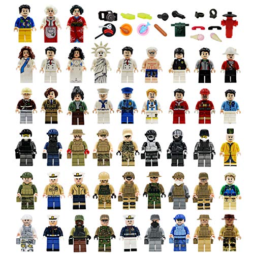 Flash Chicken 48 Minifigures Building Bricks Community People with 22 Figure Accessories, Building Party Toys Gift, Easter Egg Stuffers