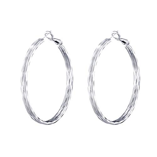 Big Hoop Earrings for Women- YILIBAO (2019) Silver Plated Hoops Hypoallergenic Double Circle Earrings for Women Girls, Christmas, Valentineâ€™s Day, Birthday Jewelry Gifts, Silver