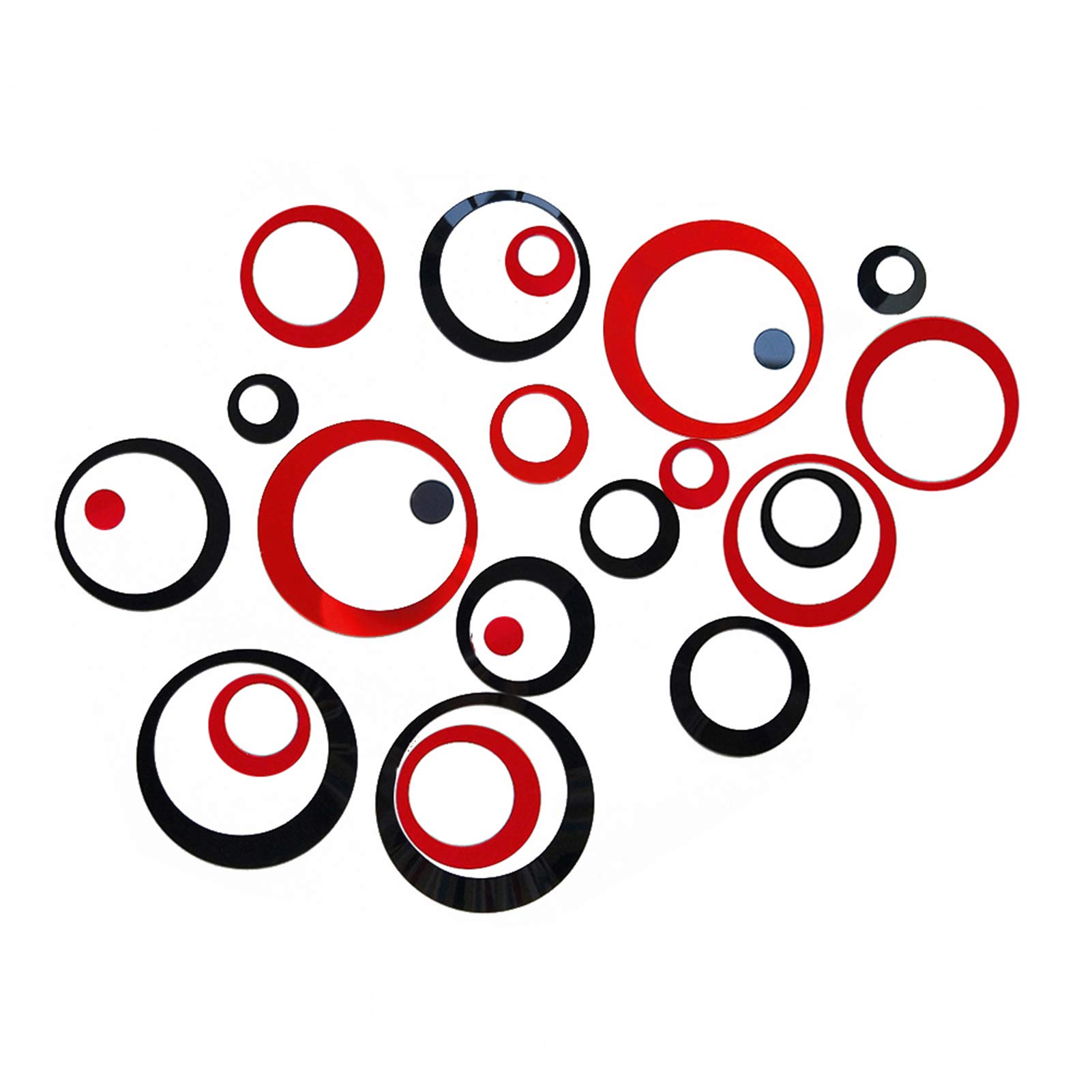 Book Cover 24Pcs Acrylic Circle Mirror Wall Stickers DIY Decals Modern Art Mural for Home Living Room Bedroom Decor Black and Red 24pcs(black+ Red)