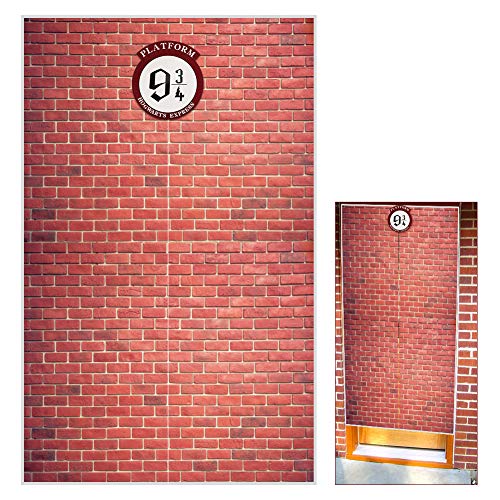 Platform 9 And 3/4 King's Cross Station, Door Curtains, Red Brick Wall Backdrop Vinyl 78.7"x 49.2" Inch For Magic Wizard Sesame Street Backdrop Party Decorations Baby Shower Photography