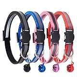 D-buy Cat Collars, Cat Collars with Bell, Breakaway Cat Collars, Reflective Cat Collars, Nylon Cat Collars with Bell, Collars for Cats, Collars for Puppies (4 Colors)