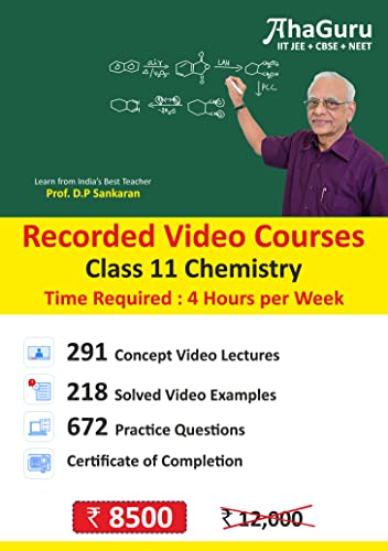 AhaGuru Class 11th Chemistry Online Full Year Course (CBSE + IIT JEE + NEET ) (Coupon Card)