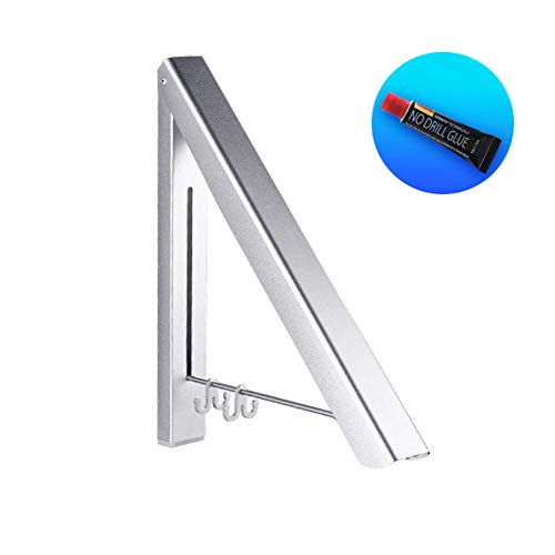 RedSum Retractable Clothes Drying Rack - Easy Installation Wall Mounted or Nail Free Collapsible Clothes Hanger Rack Space Saving Hanging Racks for Laundry Room Organization,Aluminum (Silver)