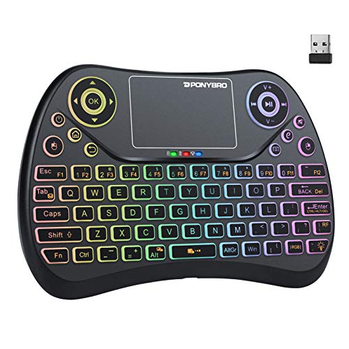 (Newest Version) PONYBRO Mini Wireless Keyboard with Touchpad Mouse,Backlit Remote Keyboard, Portable Handheld Keyboard Wireless Small Keyboard for Android,Windows,Mac OS,Linus.PC,TV,Notebooks.(MK1)