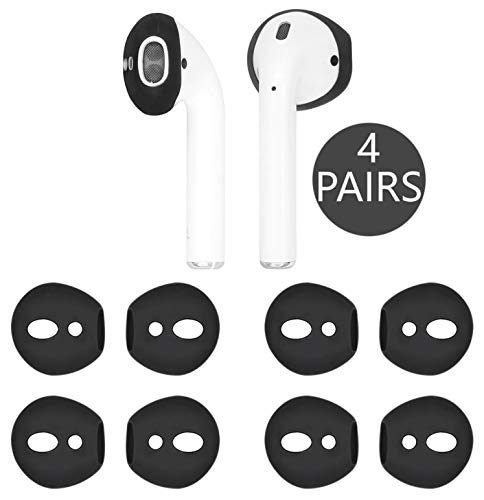 IiEXCEL Fit in Case Eartips for AirPods, 4 Pairs Replacement Super Thin Slim Silicone Earbuds Ear Tips Covers Skin Accessories for Apple AirPods 1 AirPods 2 (Fit in Charging Case) Black