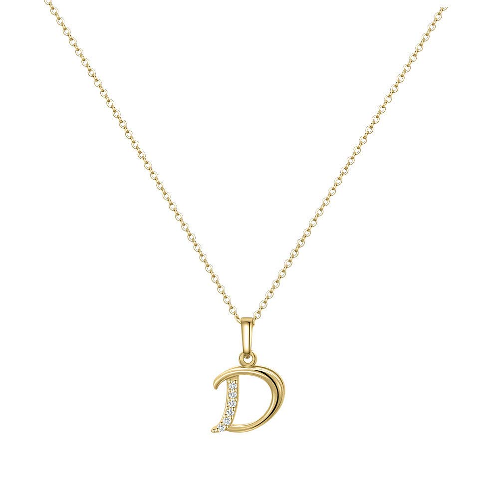 Hidepoo Initial Necklace for Women – 14k Gold Filled Dainty Cubic Zirconia Monogram Letter Pendant Necklace Tiny Cursive Uppercase 26 Alphabet Initial Necklace Charm Jewelry Gifts for Girls Bridesmaid