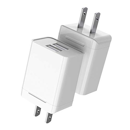 Txrich USB Wall Charger, 5V/2.1A 2-Pack Dual Port Wall Charger Adapter Charging Plug Block Cube Replacement for Phone XS/8/7/7 Plus, 6s/6s Plus, Samsung Galaxy S7 S6, Table, Motorola, Android.(White)