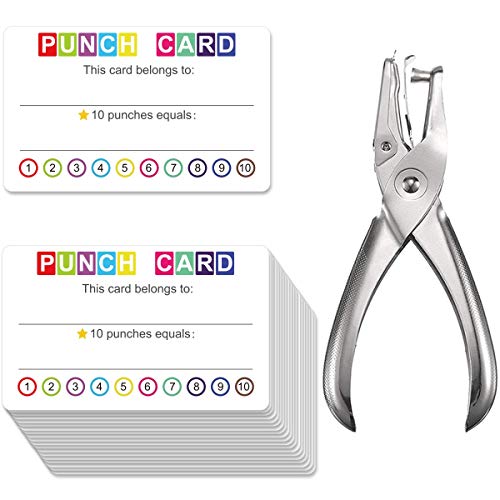 Yoklili Punch Cards Circle Hand Punch Kit, 3.5" x 2", Incentive Loyalty Reward Card for Classroom Business Kids Behavior Students Teachers, Pack of 200