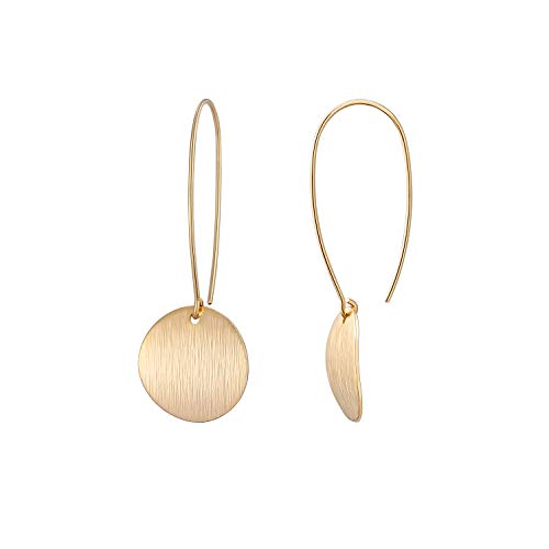 SOFYBJA Long 18k Gold Plated Round Dangle Earrings for Women Lightweight Circle Drop Earrings