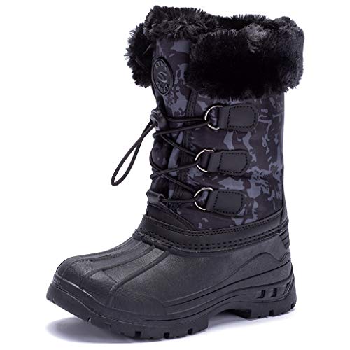 Book Cover HOBIBEAR Kids Snow Boots Womens Boys Girls Winter Boots Waterproof Cold Weather Outdoor Boots (Toddler/Little Kid/Big Kid)