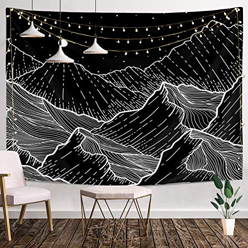 Book Cover SUNSIST Mountain Wall Hanging Tapestry Moon Wall Tapestries Nordic Simple Geometry Home Decor, Beautiful Starry Sky Decor for Bedroom Living Room College Dorm (51.2