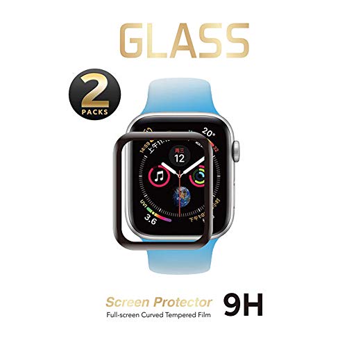 SNSIR Screen Protector 38mm for Apple Watch Series 3/2/1 [2 Pack] [Tempered Glass] Full Coverage Protective Foil 9H 2.5D (Black 38mm)