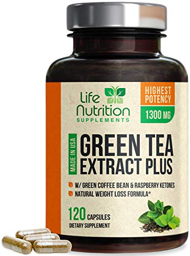 Book Cover Green Tea Extract 98% with EGCG for Weight Loss 1300mg - Boost Metabolism for Healthy Heart - Antioxidants & Polyphenols for Immune System - Gentle Caffeine - Natural Fat Burner Pills - 120 Capsules