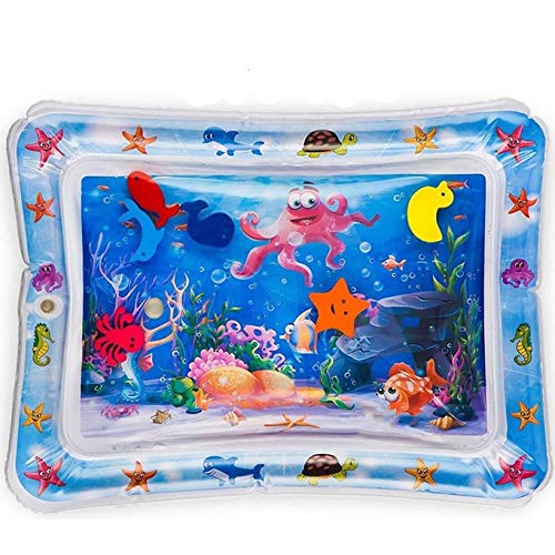 Inflatable Tummy Time Water Playmat - BPA Free NO-LEAK Baby Tummy Time Mat with Octopus, Floating Shapes - Stunning Ocean View Water Mat For Infants, Toddlers - Sensory Play Baby Toys 6 to 12 Months
