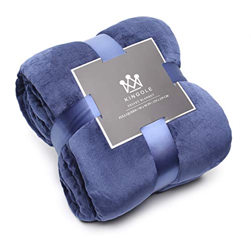 Book Cover Kingole Flannel Fleece Microfiber Throw Blanket, Luxury Navy Twin Size Lightweight Cozy Couch Bed Super Soft and Warm Plush Solid Color 350GSM (66 x 90 inches)