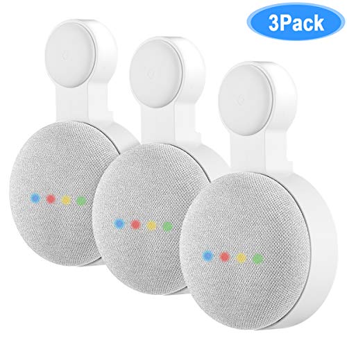 Book Cover Outlet Wall Mount Holder for Google Home Mini, Invisible Outlet Socket Wall Mount for Google Home Mini Voice Assistant Speaker (White, 3 Pack)