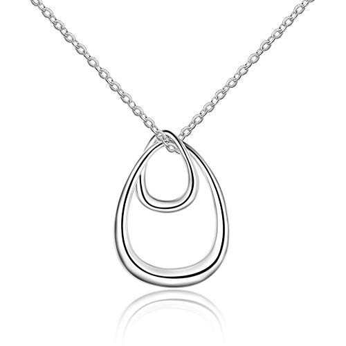 Molywoo Double Circle Necklace Friendship for Eternity Necklace, Two Interlocking Circles Gift for Best Friend