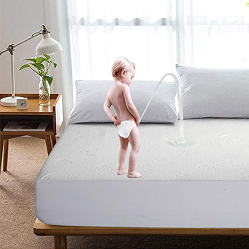 INGALIK Queen Waterproof Mattress Protector Breathable Fitted Mattress Cover Hypoallergenic Water-Resistant Mattress Pad (8"-21" Deep Pocket - Vinyl, PVC and Phthalate Free