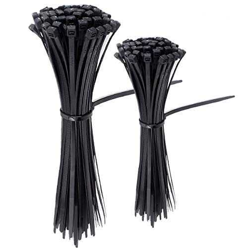 Cable Zip Ties Nylon Heavy Duty Self Locking Wire Tie 8&12 inch 200 Pieces Black
