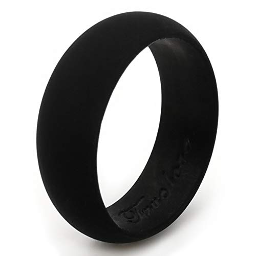 LofKos True Love Eternity Ring Men's Silicone Ring Wedding Band (Black, 8)