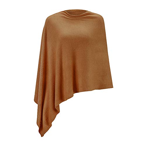 Fomolom Women Ponchos Sweater Versatile Lightweight Solid Knitted Shawl Wrap Scarf Cape Accessories for Womens