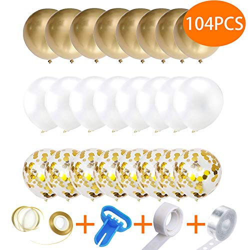 Balloons/Balloon Arch Garland Kit 104 Pcs -White Gold Confetti Balloons,Balloon for Parties, Party Wedding Birthday Balloons Decorations