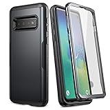 YOUMAKER Case for Galaxy S10, Built-in Screen Protector Work with Fingerprint ID Rose Gold Heavy Duty Protection Full Body Shockproof Cover for Samsung Galaxy S10 6.1 Inch - Black