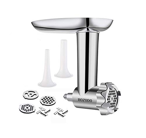 Food Meat Grinder Attachments Designed for KitchenAid Stand Mixers, Durable Metal Food Processor, Useful Mixer Accessory Including Sausage Stuffing Tubes