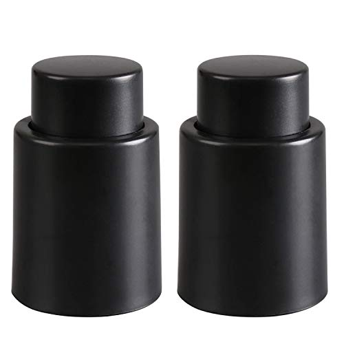 Wine Stoppers Vacuum 2Pack, HYZ Wine Saver Stopper Vacuum Pump Keeps Wine Fresh, Reusable Wine Sealer Preserver, Reusable Wine Bottle Plug, Black