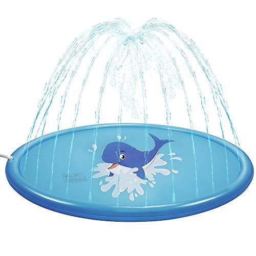 Ledivo Splash Pad& Sprinkler Mat 68'' Toddler Water Toys Fun for 1 2 3 4 5 6 Year Old Boys and Girls, Kids Outdoor Party Sprinkler Toy