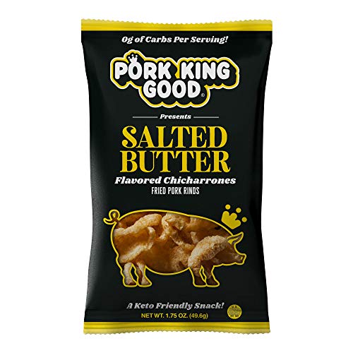 Book Cover Pork King Good Pork Rinds (Chicharrones) (Salted Butter, 4 Pack)