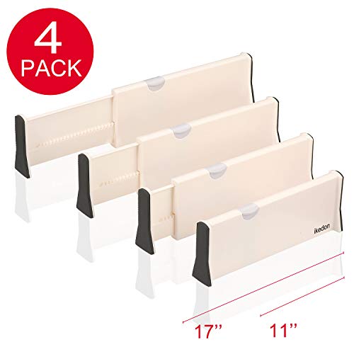 Book Cover ikedon Drawer Dividers, 4 Pack Adjustable Drawer Divider from 11-17