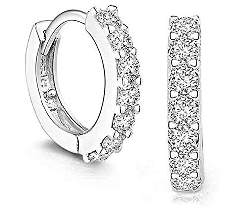 Book Cover Yevison Premium Quality Fashion Women's Rhinestone Silver Round Rings Hoop Stud Earrings Jewellery Gift