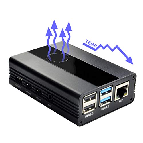 EleDuino Raspberry Pi 4 Mode B Aluminum Alloy Case with Cooling Fan (Black+Fan)