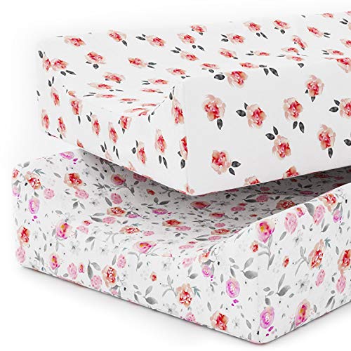 Changing Pad Covers Sheets - Premium Jersey Knit Cotton Change Pad Covers - Super Soft - Safe for Babies - Diaper Changing Pad Cover for Baby Change Table Pads - 2 Pack Girl Cradle Sheet Set - Petal
