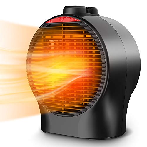Space Heater - 1500W Space Heaters for Indoor Use, Electric Heater with Thermostat, 3 Heat Modes, Fast Heating Electric Space Heater for office, Bedroom, Overheat & Tip-Over Protection, Compact Size