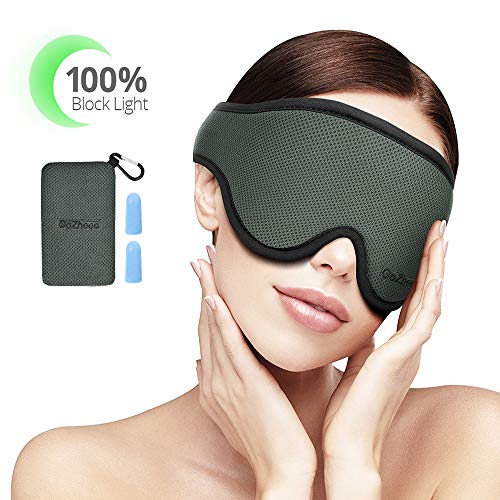 Sleep Eye Mask for Women Men, GoZheec Light Blocking Sleeping Mask with Ear Plug Travel Pouch, Soft and Comfy Blindfold for Travel/Sleeping/Shift Work