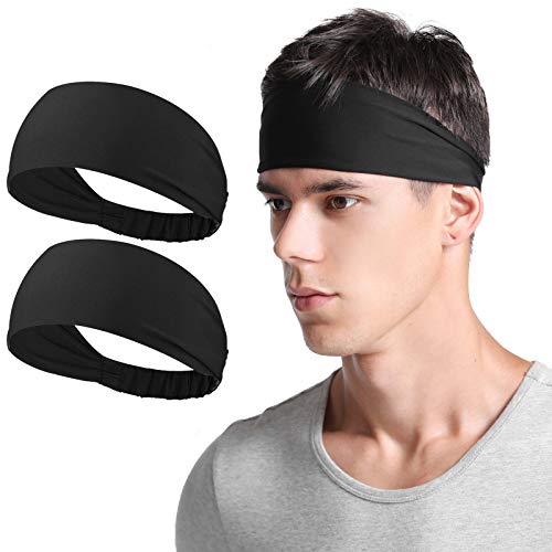 Neitooh Headbands for Men Women(2 Pack), Mens Headband Non Slip for Workout Running Sports Travel Cycling Hiking, Lightweight Breathable Sweatbands
