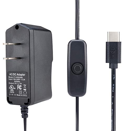 Enokay Raspberry Pi 4 b Power Supply 5V 3A USB C Charger Adapter (UL Listed)