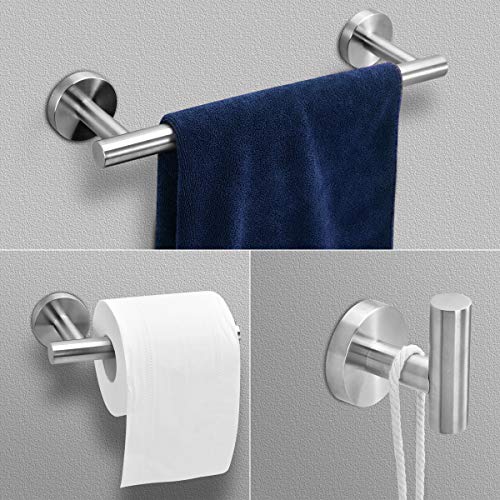 ArgoHome 3-Pieces Set Brushed Nickel Bathroom Hardware SUS304 Stainless Steel Round Wall Mounted