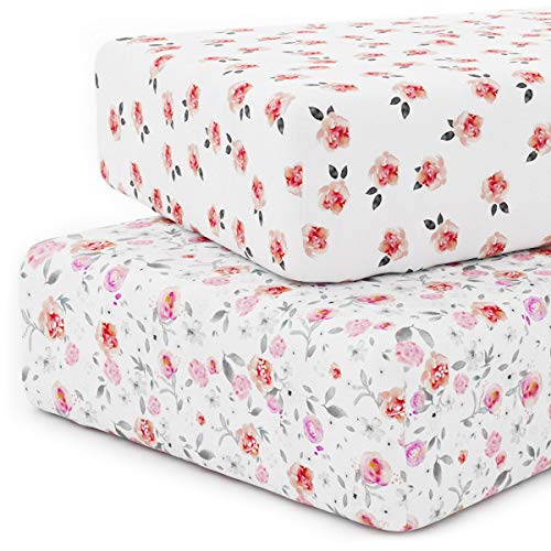 Book Cover Kids Nâ€™ Such Fitted Baby Crib Sheets Baby & Toddler Mattress Cover Set, Petal, 2 Pack
