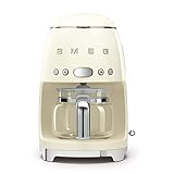 Smeg DCF02CRUK Drip Coffee Machine, Auto-Start Mode, Reuseable Filter, Digital Display, Anti-Drip System, Aroma Intensity Option, 1.4 Litre Tank, Cream