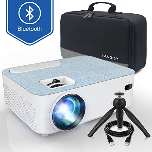 Fangor Bluetooth Projector, 1080P and 170'' Display Supported, 3600L Portable Movie Projector Mini Projector Compatible with Smartphone, TV Stick, Roku, PS4, Xbox, HDMI, VGA, TF, AV and USB