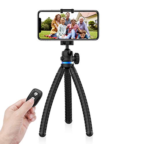 Phone Tripod, UBeesize 12 Inch Flexible Cell Phone Tripod Stand Holder with Wireless Remote Shutter & Universal Phone Mount, Compatible with iPhone/Android/DSLR/GoPro Camera