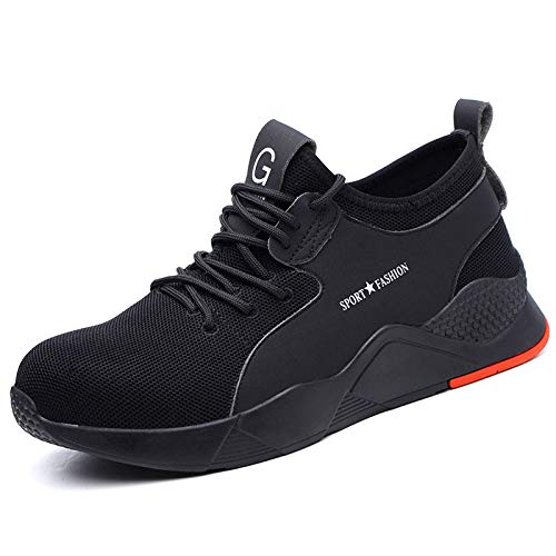 Book Cover AMY Work Steel Toe Shoes Safety Shoes for Men and Women Safety Work Sneakers Outdoor Lightweight Breathable Non Slip Puncture Proof Fashion Sports Sneakers