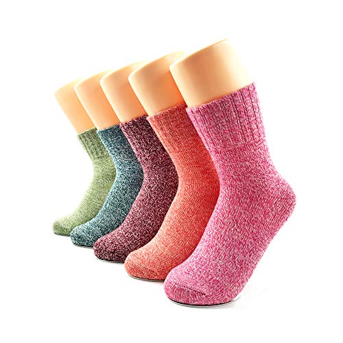 Warm Socks for Women, AIMKE 5 Pairs Casual Socks Cozy Socks, Knit Winter Fall Crew Socks