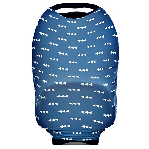 Stockyfy Baby Car Seat Covers for Nursing - Breastfeeding Scarf for Newborns- Car Seat Canopy Covers for Girls and Boys - Multi-use Cover- Soft and Stretchy Wrap for Strollers (Blue)