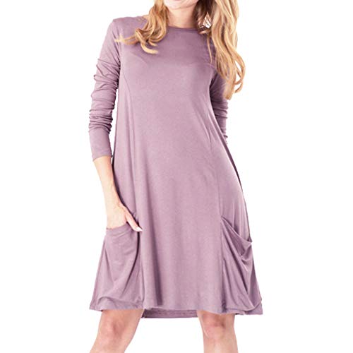 Book Cover Dress for Women Solid Colors Basic T-Shirt Dresses Plain Simple Tunic Loose Dress Casual Knee Length Dress Pockets