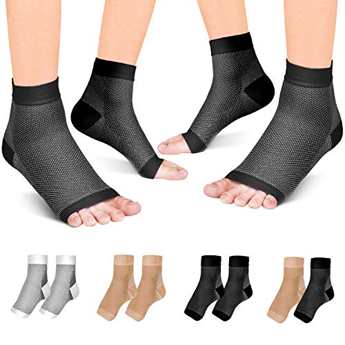 Book Cover Fondenn Plantar Fasciitis Socks (2 Pairs), Compression Foot Sleeves with Heel Arch & Ankle Support, Foot Care Compression Sleeve for Men & Women