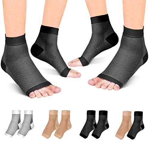 Fondenn Plantar Fasciitis Socks (2 Pairs), Compression Foot Sleeves with Heel Arch & Ankle Support, Foot Care Compression Sleeve for Men & Women